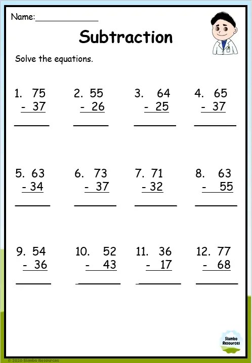 Grade 2 Subtraction Worksheets | Free Printables | Math Worksheets ...