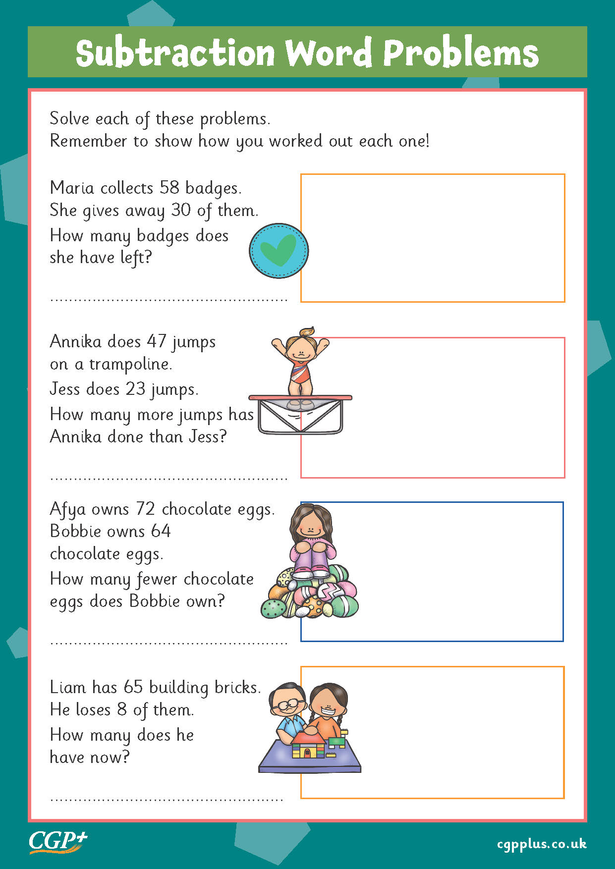 Subtraction Word Problems: Stretch (Year 2) | CGP Plus - Worksheets Library