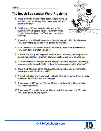 Free subtraction problem solving worksheet, Download Free subtraction ...