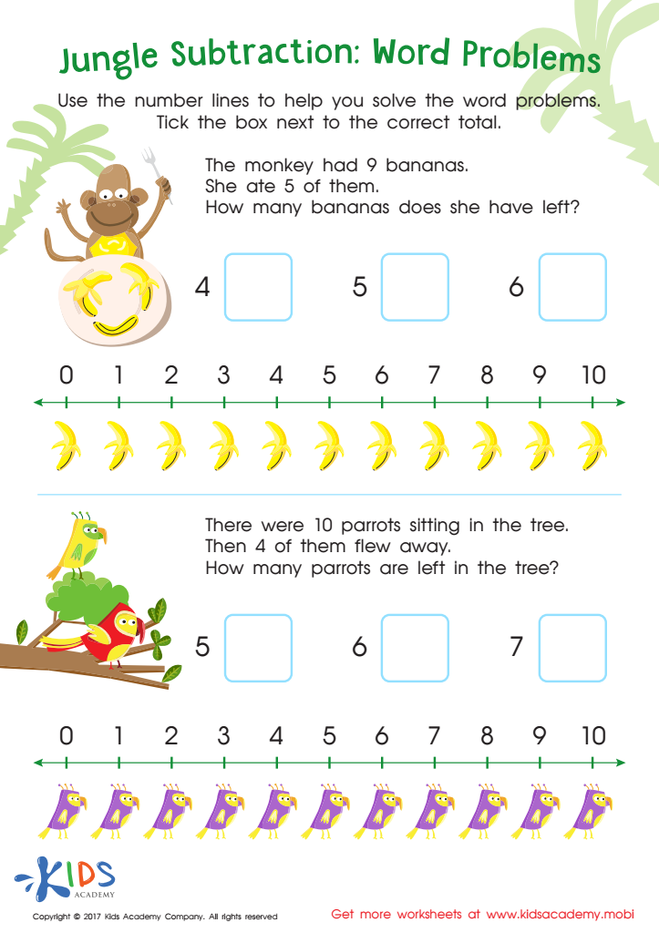 Jungle Subtraction Word Problems Substraction Worksheet: Printable ...