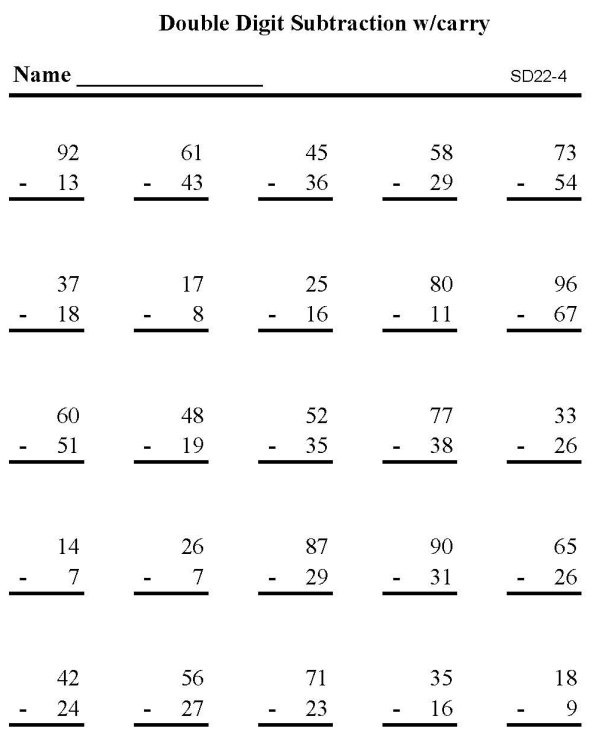 subtraction quiz worksheet