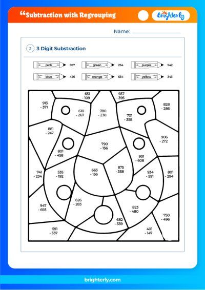 subtraction regrouping worksheet free