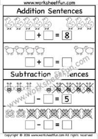 subtraction sentence worksheet for kindergarten
