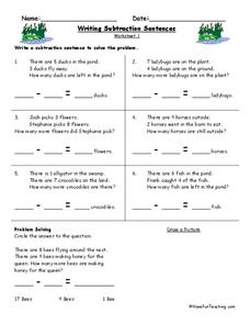 Subtraction Sentences Lesson Plans &  Worksheets | Lesson Planet