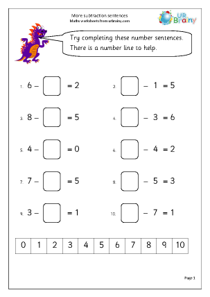 Complete subtraction sentences - Subtraction in Year 1 (age 5-6 ...