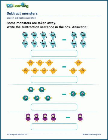 Write subtraction sentences worksheets | Worsheets library