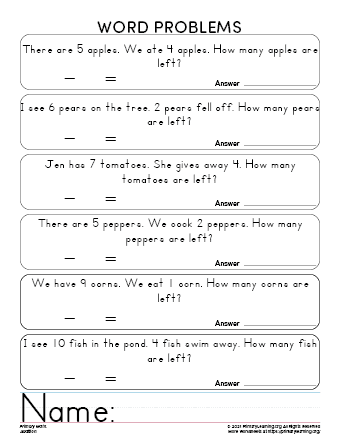 Subtraction Word Problem #13  