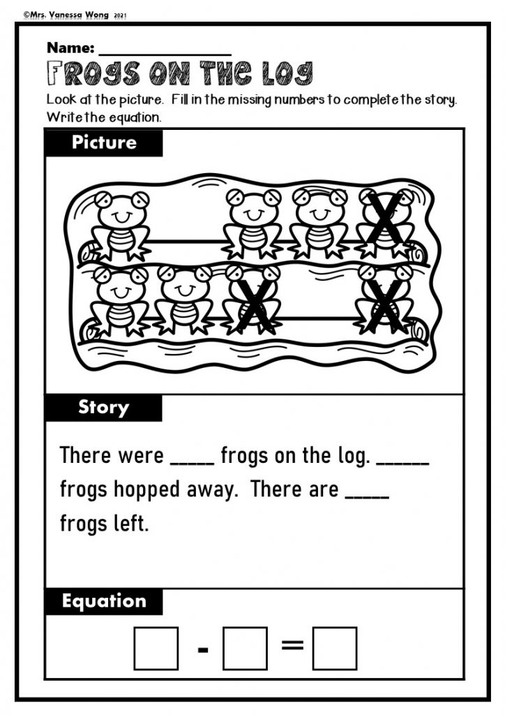 subtraction stories worksheet for