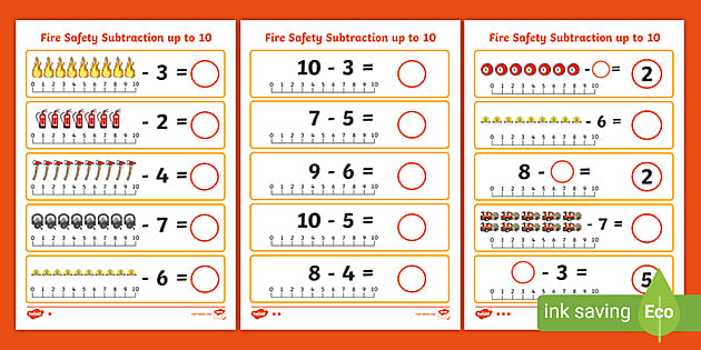 subtraction to 10 worksheet with