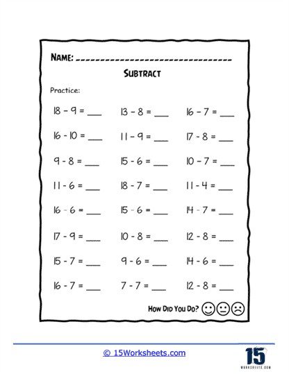 Subtract Within 20 Worksheets - 15 Worksheets Library
