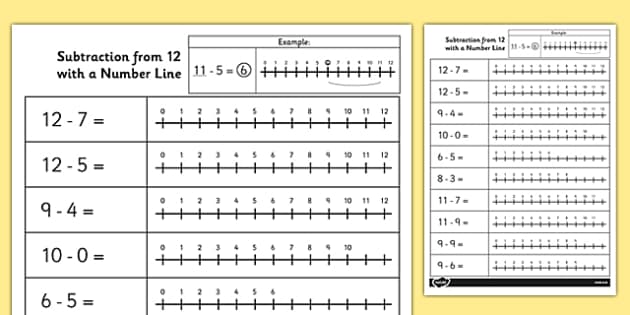subtraction using a number line worksheet