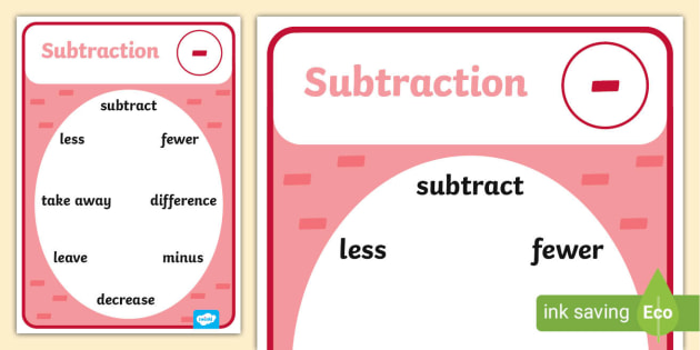 subtraction vocabulary worksheet