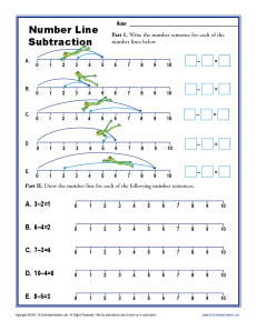 subtraction with number line worksheet