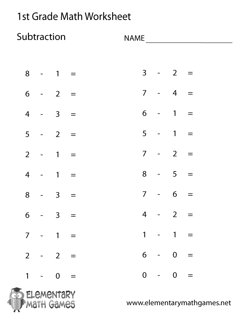 subtraction with pictures worksheet for 1st grade