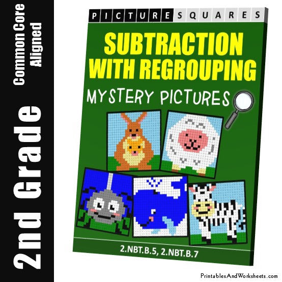 subtraction with regrouping coloring worksheet