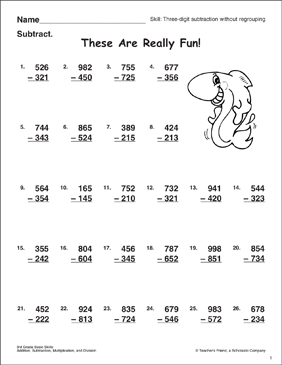 subtraction with regrouping fun worksheet