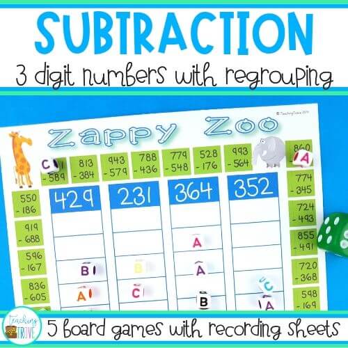 subtraction with regrouping game worksheet