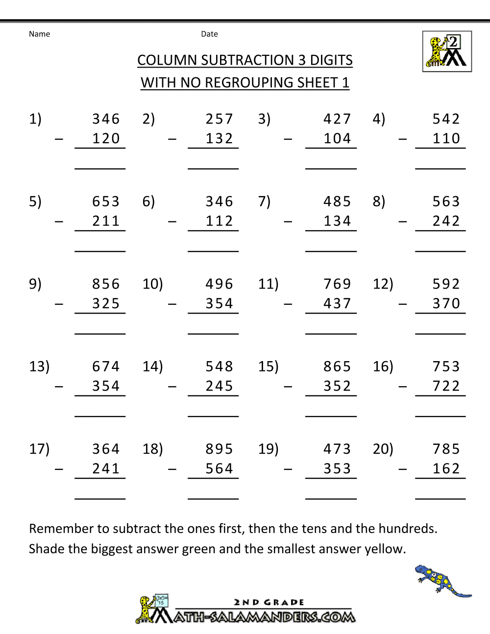 subtraction with regrouping hundreds worksheet