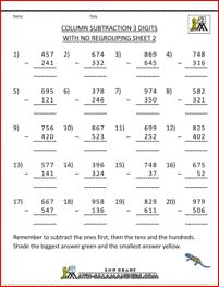 subtraction with regrouping in hundreds and thousands worksheet