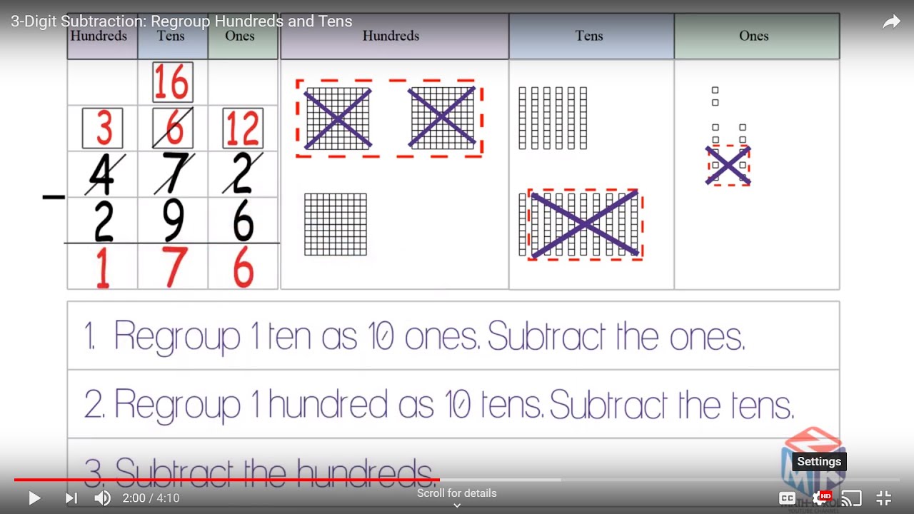 subtraction with regrouping in hundreds and thousands worksheet