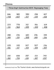 Three-Digit Subtraction With Regrouping Tens #2 Worksheet for 2nd ...
