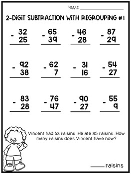 subtraction with regrouping picture worksheet