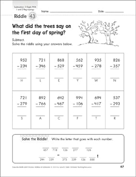 subtraction with regrouping puzzle worksheet