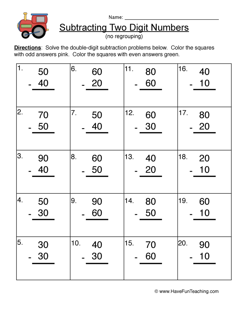 subtraction with regrouping tens and ones worksheet