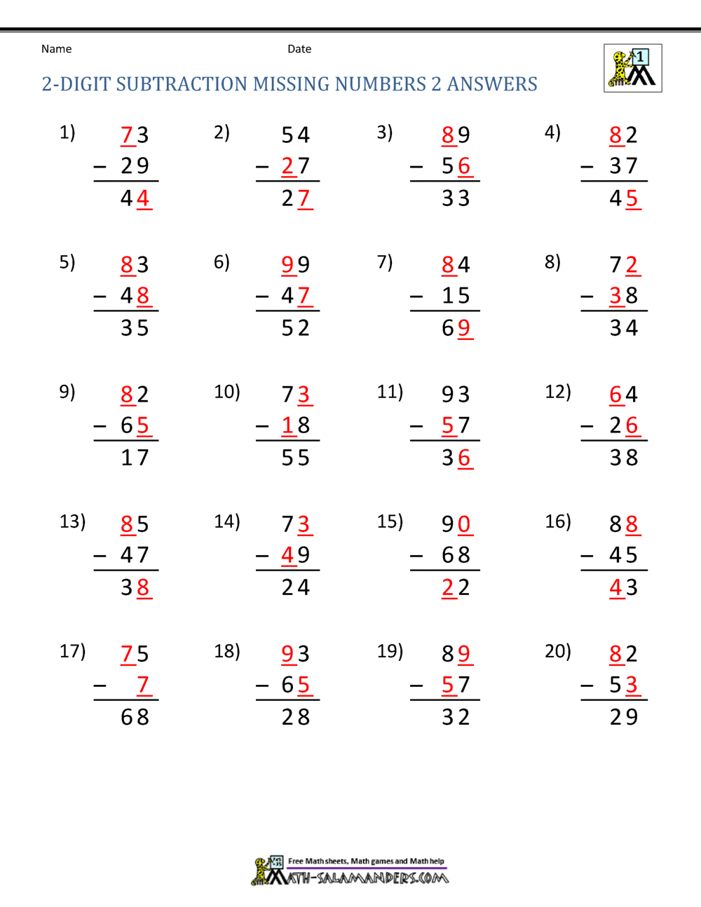 subtraction with regrouping tens and ones worksheet