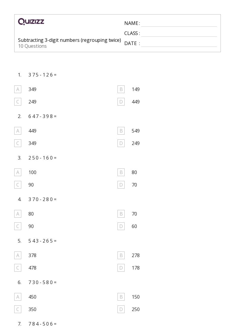 50+ Subtracting Mixed Numbers worksheets for 2nd Class on Quizizz ...
