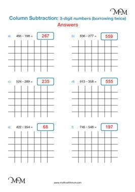 subtraction with regrouping twice worksheet