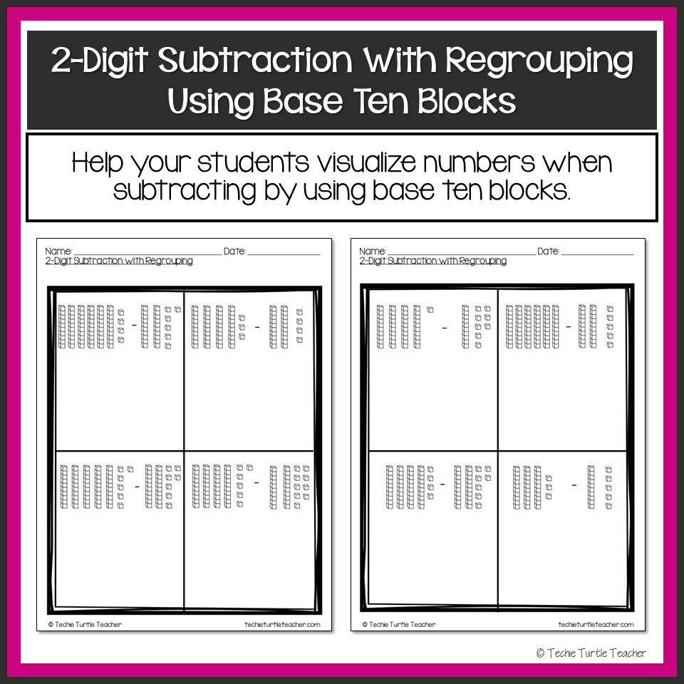 2-Digit Subtraction with Regrouping Using Base Ten Blocks - Classful