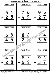 subtraction with regrouping worksheet 1st grade