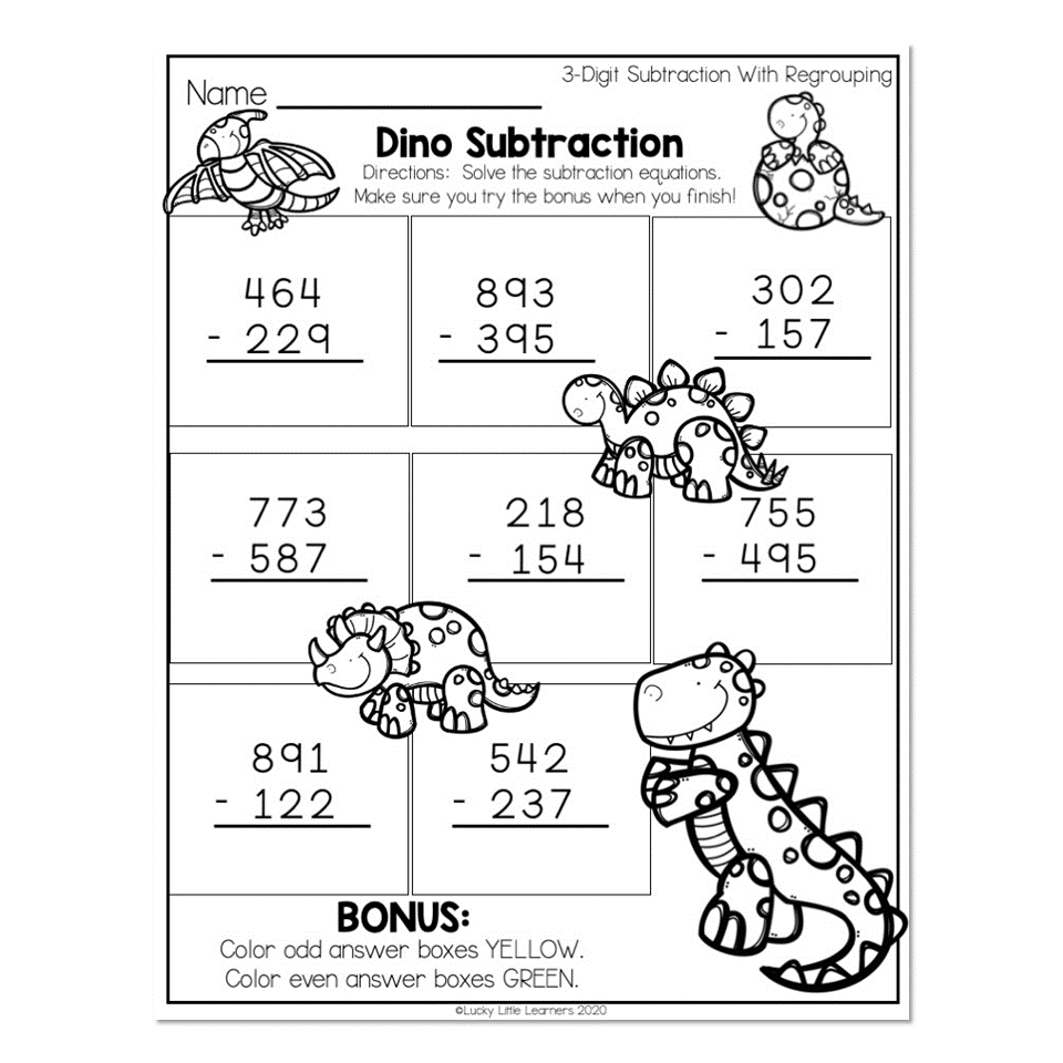 subtraction with regrouping worksheet 3rd grade