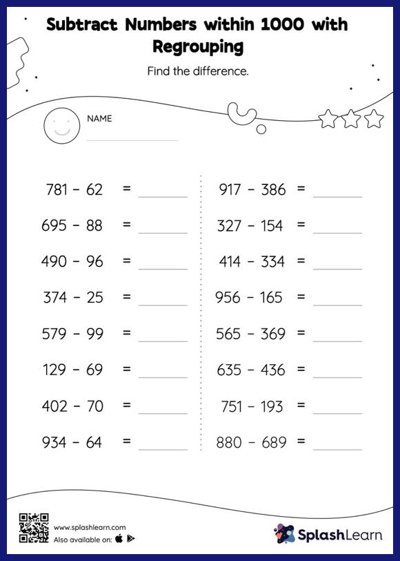 subtraction with regrouping worksheet common