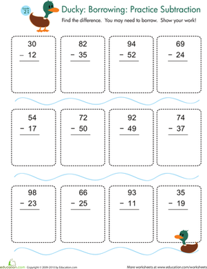 Subtraction with Regrouping Practice | Worksheet 