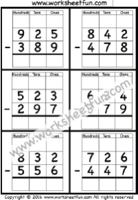Subtraction Regrouping / FREE Printable Worksheets - Worksheetfun