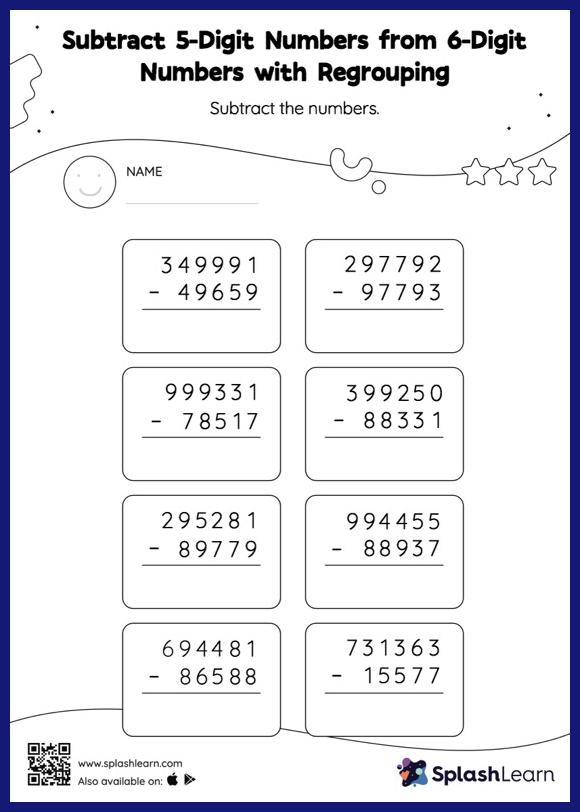 subtraction with regrouping worksheet grade