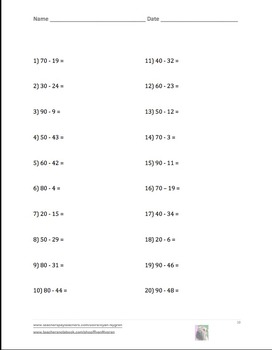 subtraction with regrouping worksheet horizontal