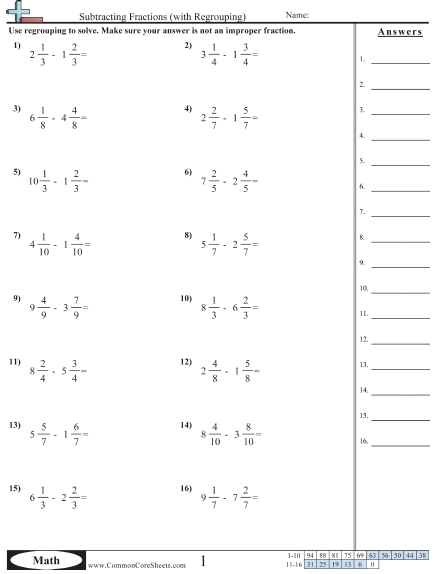 Fraction Worksheets | Free - CommonCoreSheets