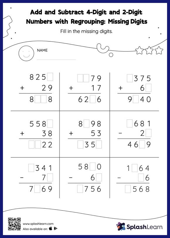 4-digit Subtraction with Regrouping Worksheets for Kids Online ...