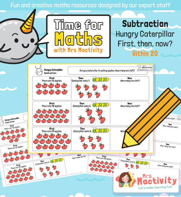 Year 1 First Then And Now Subtraction Within 20 Worksheet | Mrs ...