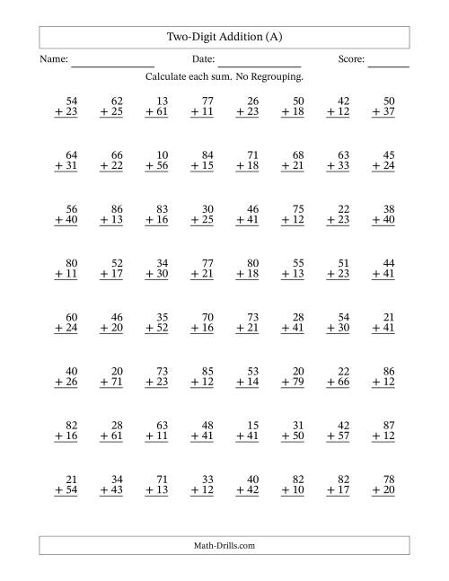 subtraction without borrowing worksheet 2nd grade