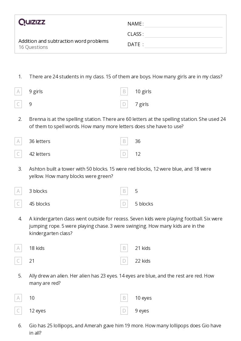 50+ Subtraction Word Problems worksheets on Quizizz | Free &  Printable