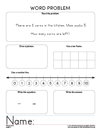 subtraction word problem worksheet