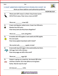 3rd Grade Addition and Subtraction Word Problems