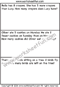 subtraction word problems worksheet for grade 1