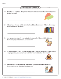 Subtraction Word Problems Worksheets