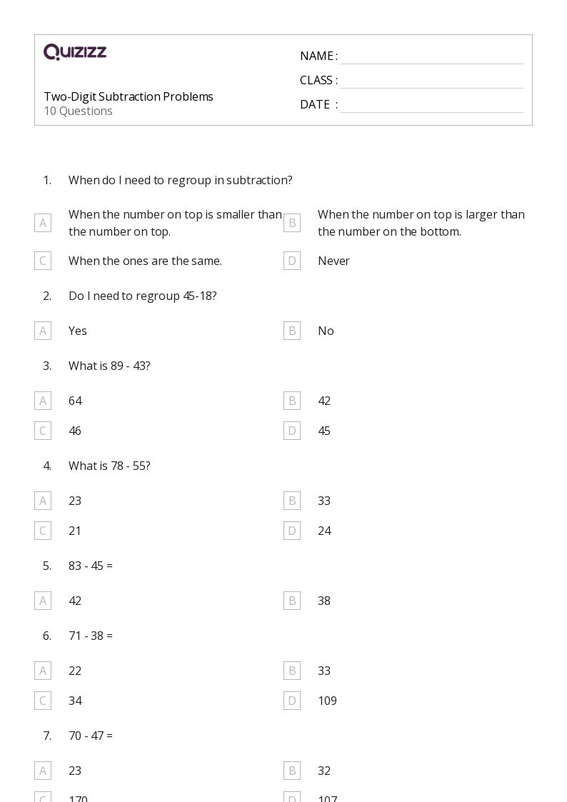 subtraction word problems worksheet for