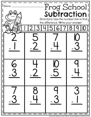 Subtraction Worksheets - Planning Playtime